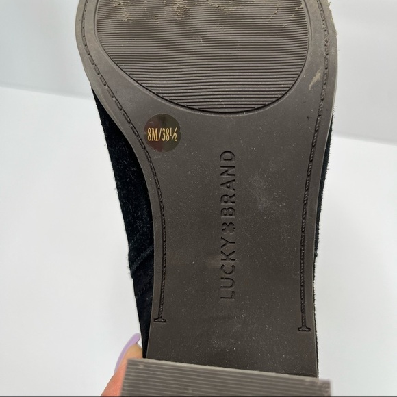 LUCKY BRAND Parsia black suede leather Heeled Pull On Ankle boots Size 8 - Picture 10 of 11